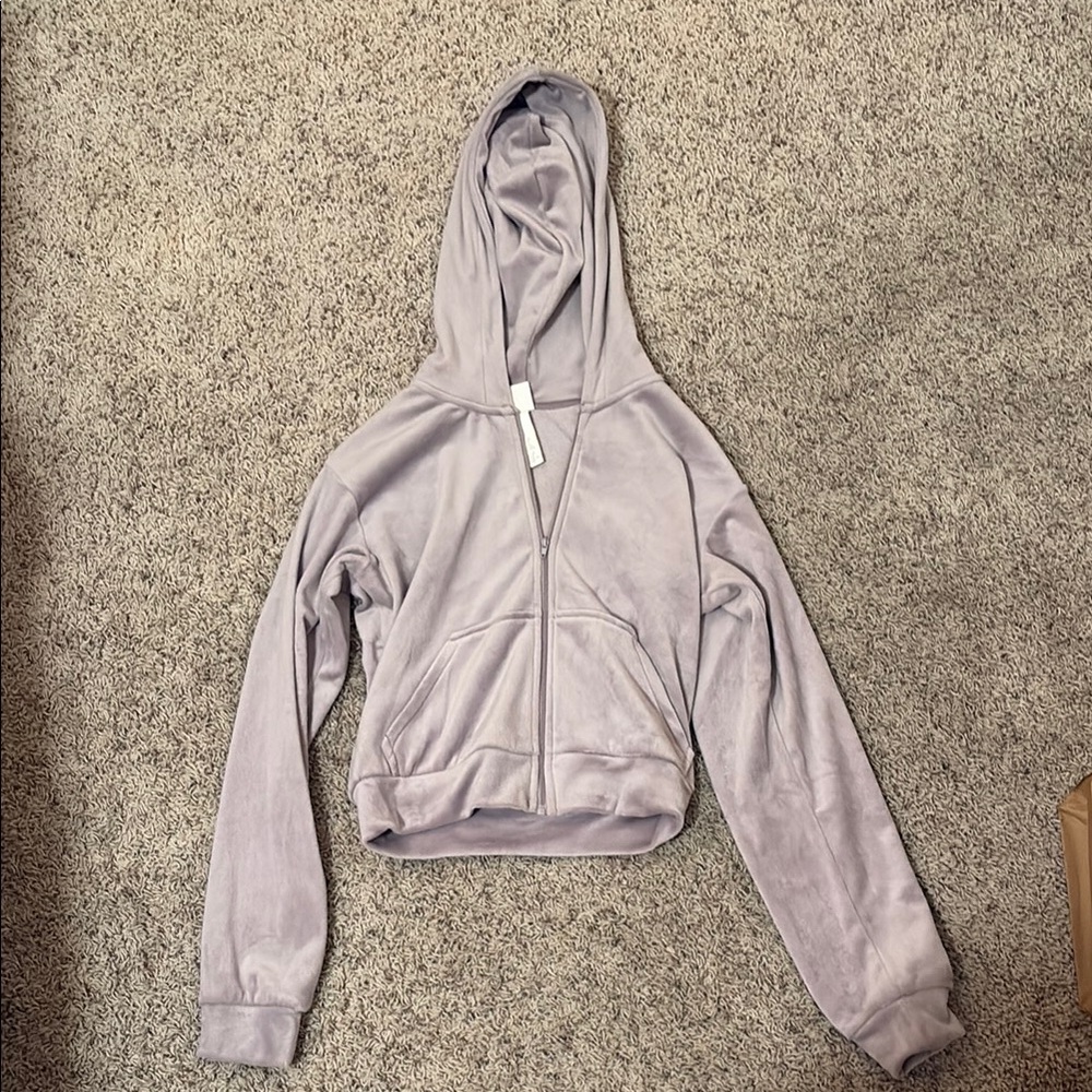 Lavender Hooded Zip-Up Jacket